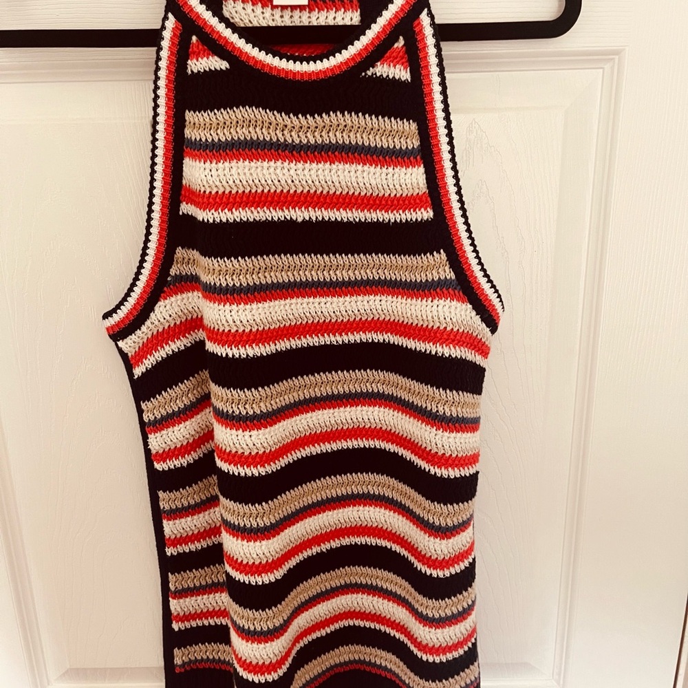 GAP Navy, Cream & Red Crochet Stripe Tank